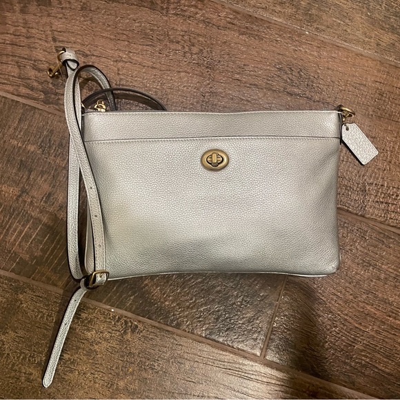 Coach Silver Crossbody Bag with Textured Leather - Picture 2 of 6